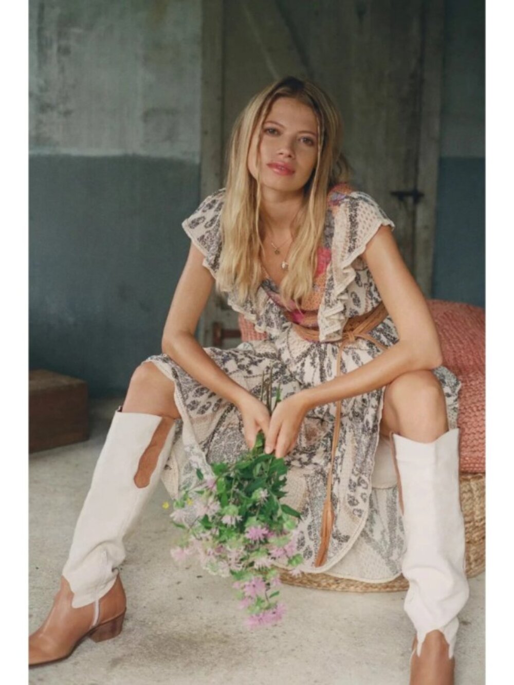 Anthropologie Let Me Be Quilted Ruffle Patchwork Maxi Dress Sz PXS - Picture 6 of 6